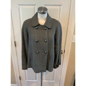 Gerard Darel Gray Wool Tweed Pea Coat, Size 8 (US), 40 (FR)
